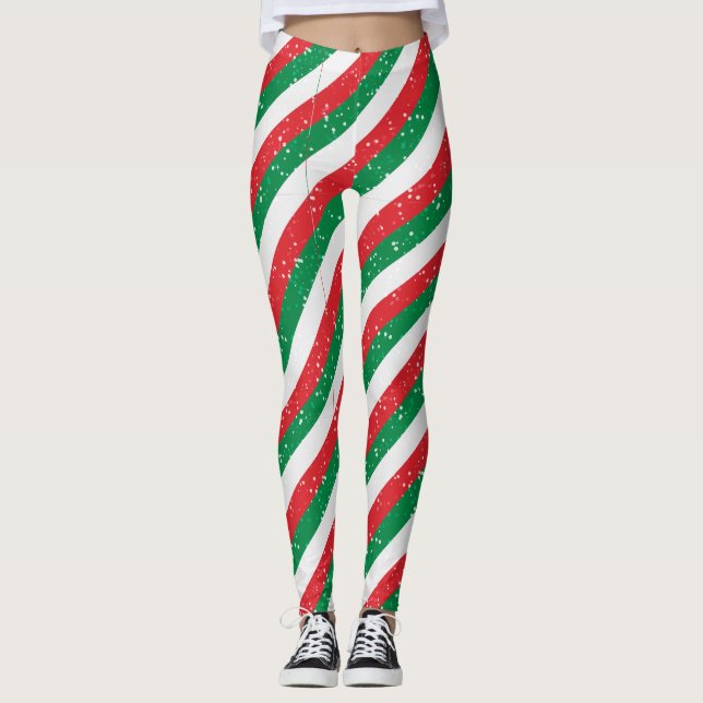 Red Green Plaid Christmas Leggings for Women (Devant)