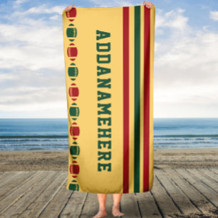 Red Green Stripes Football Serviette de bain perso