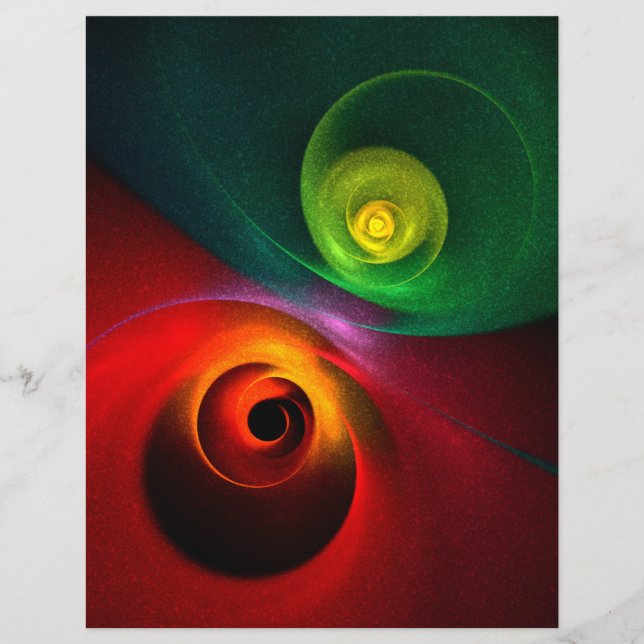 Red Green Yin Yang Moderne Motif d'art Abstrait #2 (Devant)