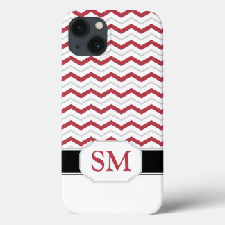 Red & Grey Chevron Monogram iPad 2/3/4 Coque