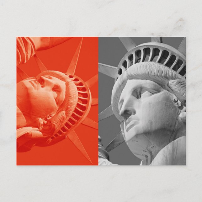 Red Grey Collseup Statue Liberty Carte postale (Devant)