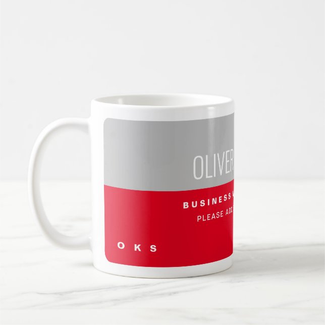 Red Grey Nom professionnel Café Mug (Gauche)
