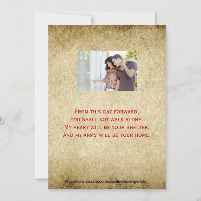 Red Grunge Old Vintage Mariage Invitation (Dos)