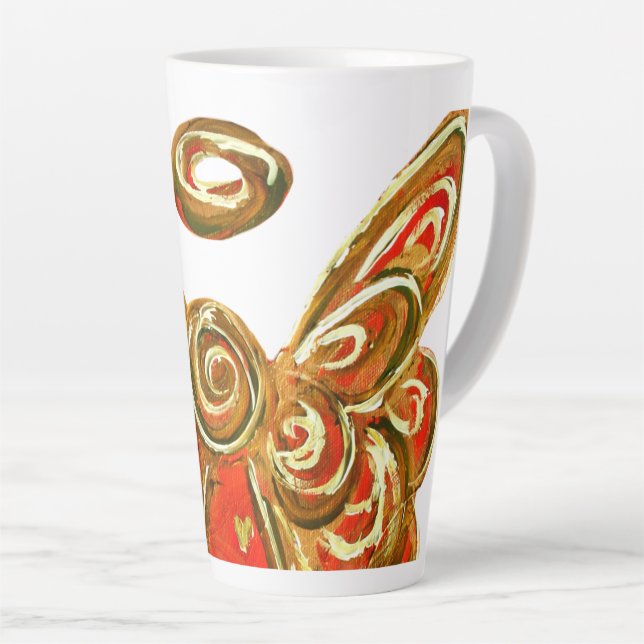 Red Guardian Angel Christmas Latte Coffee Mug Cup (Angle droit)