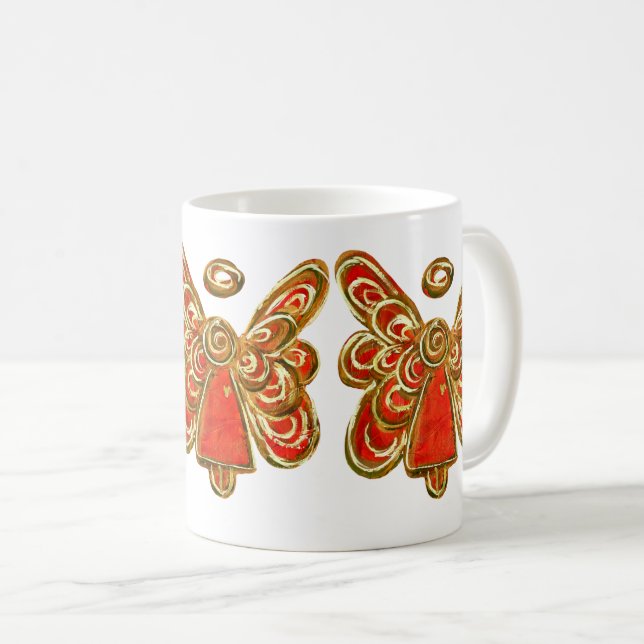 Red Guardian Angel Custom Art Coffee Mug Cup (Devant droit)