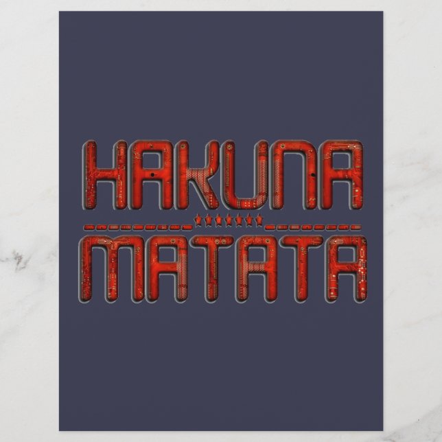 Red Hakuna Matata 3D Techno Star Design (Devant)