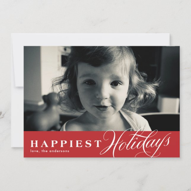 Red Happy Holidays Overlay Carte photo de Noël (Devant)