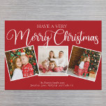 Red Have Very Joyal Christmas Photo Magnet Card<br><div class="desc">Elégant rouge Avoir une très joli carte magnétique de Noël 3 photo avec belle calligraphie en blanc. Cette fête classique de vacances trois famille photo carte magnétique dispose de script magnifique et votre nom sous le mignon collage photo carré.</div>