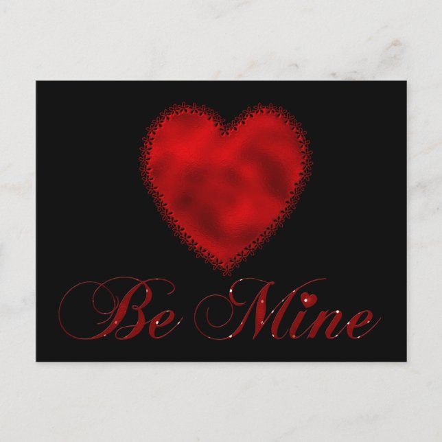 Red Heart Be Mine Valentine's Day Cartes postales (Devant)