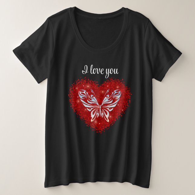 Red heart glitter butterfly (Design devant)
