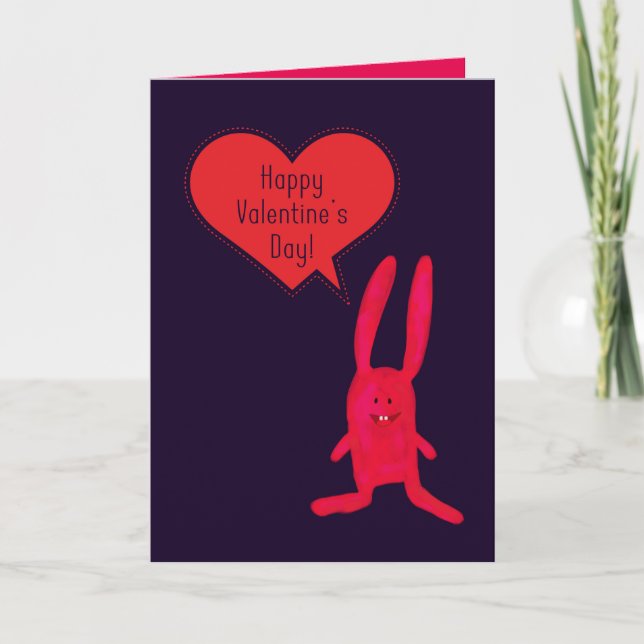 Red Heart, lapin lunatique Carte Saint Valentin (Devant)