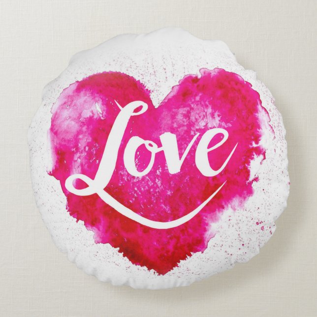 Red Heart Love Round Coussin (Dos)