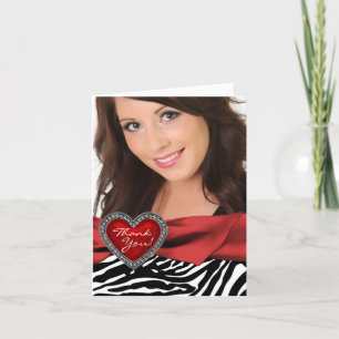 Red Heart Photo Zebra Thank You Cartes