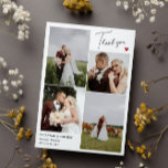 Red Heart Romantic Mariage Photos Merci Note<br><div class="desc">carte de remerciements mariage avec un collage de quatre photos propre et merci dans un script signature soigné sur un côté avec un coeur rouge mignon. De l'autre côté,  deux autres photos et un message de remerciement imprimé et vos noms.</div>