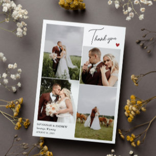 Red Heart Romantic Mariage Photos Merci Note