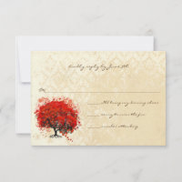 Red Heart Tree - Feuilles d'automne Faire-part de 