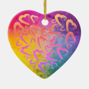 Red Hearts Arc-en-ciel ornement en céramique