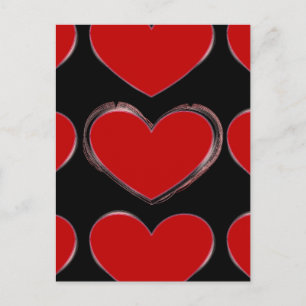 Red Hearts Black Pop Art Love Carte postale