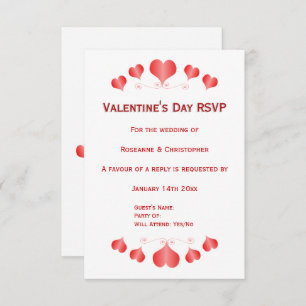 Red Hearts Design Valentines Day Wedding RSVP