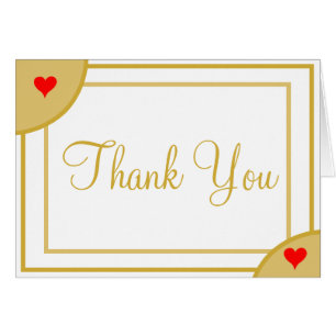 Red Hearts Gold White Merci Mariage géométrique