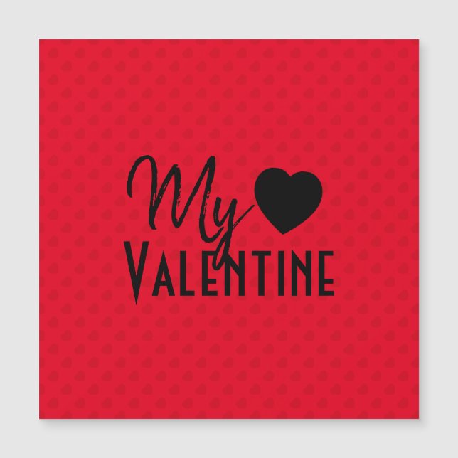 Red Hearts Motif My Valentine Calligraphy Design (Devant)