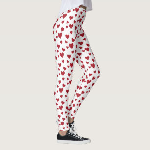Red Hearts Motif Saint Valentin Leggings
