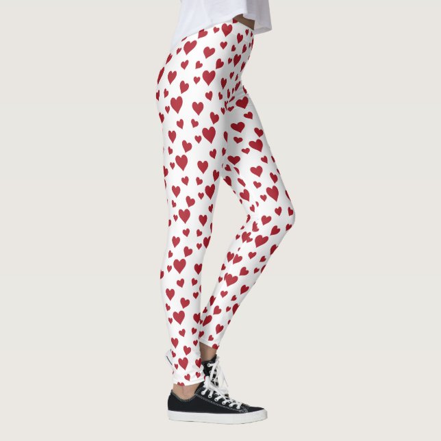 Red Hearts Motif Saint Valentin Leggings (Droite)