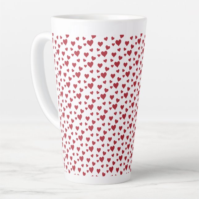 Red Hearts Motif Valentine's Day Latte Mug (Angle gauche)