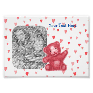 Red Hearts Teddy Bear mignon Modèle de cadre photo