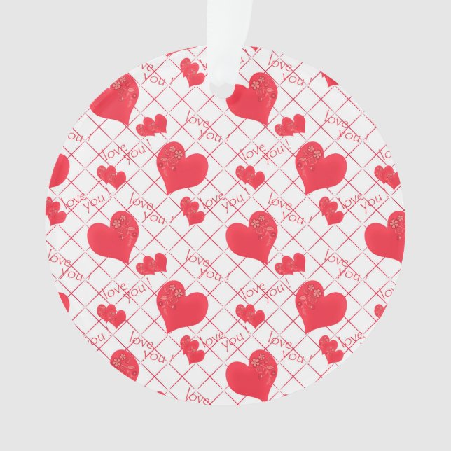 Red hearts, texte, love you, red and white. (devant)