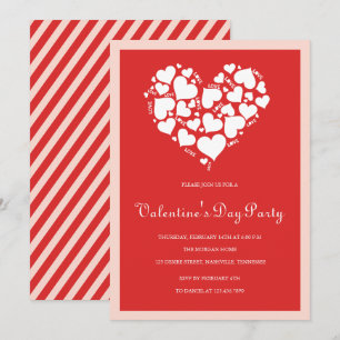 Red Hearts Valentine's Day fêtes Invitations