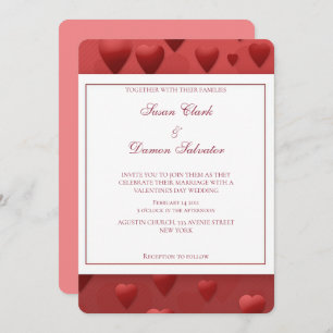 Red Hearts Valentine's Wedding Day Invitation