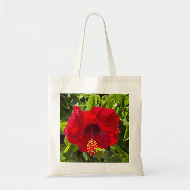 Red Hibiscus Flower – Tropical Nature Tote Bag (Devant)