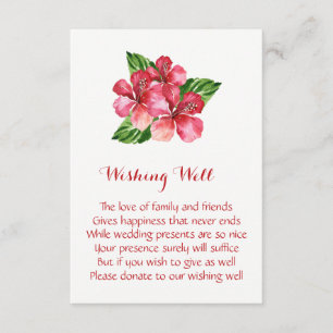 Red Hibiscus Tropical Mariage Wishing Well Cartes