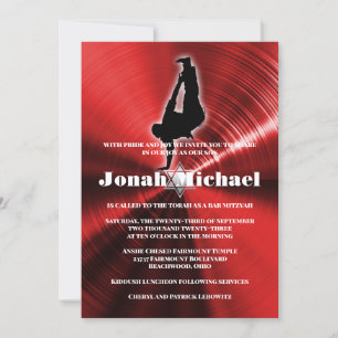 Red Hip-Hop Dance Dancer Bar Mitzvah Invitation