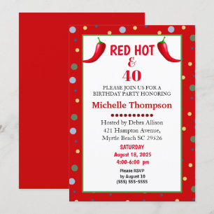 Red Hot et 40 Chili Pepper Invitations d'anniversa