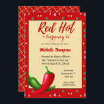 Red Hot Peppers 70th Birthday Invitation<br><div class="desc">Quelle meilleure façon de célébrer votre 70e anniversaire qu'avec une invitation colorée et festive ? Cette carte rouge et jaune est parfaite pour l'occasion et saura ravir vos invités pour votre grande journée. Un Red Hot Peppers 70th Birthday Party Invitation est une façon festive d'envoyer une invitation d'anniversaire à un...</div>