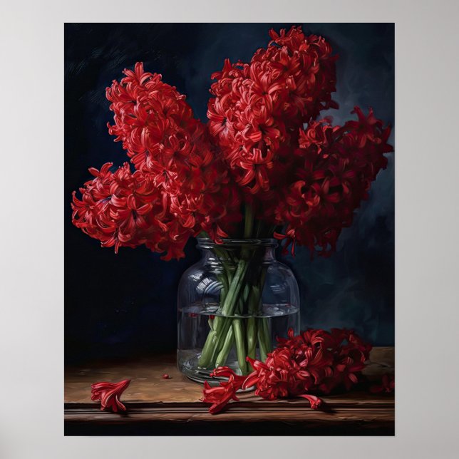 Red Hyacinth Flowers Art Imprimer Poster (Devant)