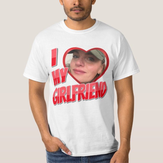 Red I Love My Girlfriend Photo T-shirt (Devant)