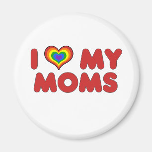Red I Love My Moms Magnet