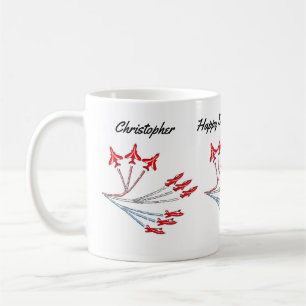Red Jet Avions Anniversaire Café Mug