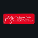 Red Joy Christmas Retourner l'adresse Étiquettes<br><div class="desc">Partagez votre joie de vacances avec tous vos amis et votre famille avec ces étiquettes d'adresse de retour amusantes.</div>