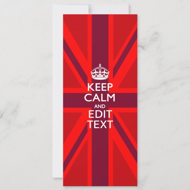 Red Keep Calm And Your Text on Union Jack Flag (Devant)