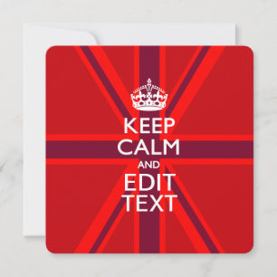 Red Keep Calm And Your Text on Union Jack Flag