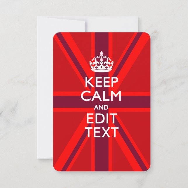 Red Keep Calm And Your Text on Union Jack Flag (Devant)