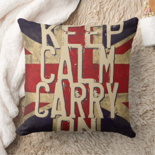 Red KEEP CALM ET Carry ON UK Coussin