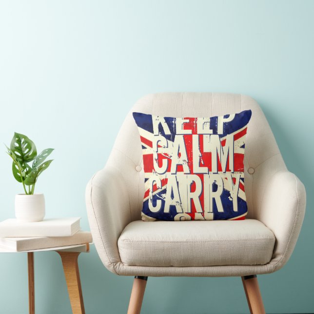 Red KEEP CALM ET Carry ON UK Coussin (Chaise)