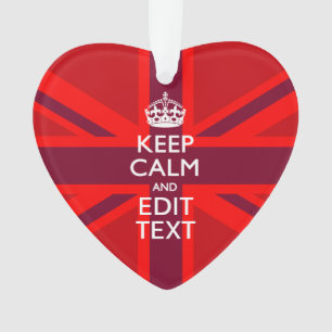 Red Keep Calm Have Your Text on Union Jack Flag