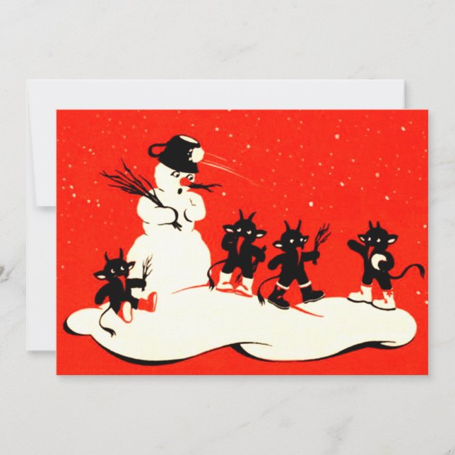Red Krampus Snowball combat Snowman (Devant)