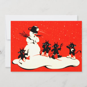 Red Krampus Snowball combat Snowman